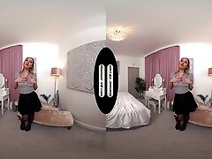 Samantha Smart/Casual Outfit With Seamed Stockings Treat - 8k Vr