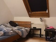 Sissy BDSM whore cuffs herself, wanking, cumming & spanking