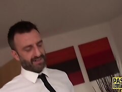 Inked teen 18+ submissive jerks cock
