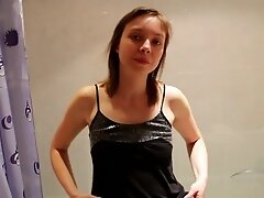 Sabrina takes a bath and soaps up her hairy pussy for our viewing