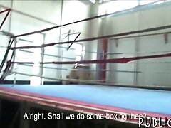 Slender trainer fucked in sports complex for cash