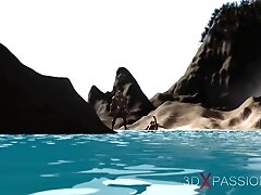 Hot sex on the beach! Big black man bangs a horny ebony on the savage island