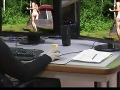 Мастурбация, Большие сиськи, Подглядывание Naked ass flashing in seatless panties