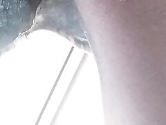 asian girl pissing in toilet