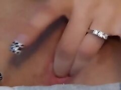 Smoking Blonde Slides A Vibrator Into Her Tight Hole
