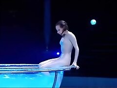 wetlook waterbowl circus white wet lycra seethru