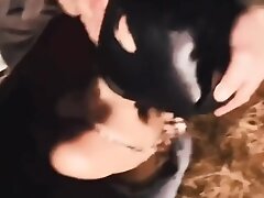 Masquée je le suce dans la grange