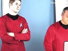 Ebony goddess Ana Foxxx blows two cocks in scifi parody