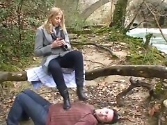Kitty boots trampling in the forest