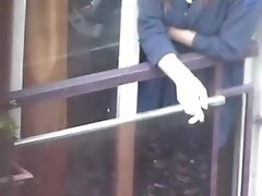 My junior neighbor smokes and spits