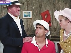 Throuple bisex cosplayer sharing busty GILF